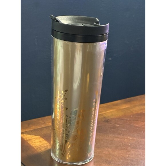 NOS 2012 Starbucks Gold With Flower Design Tumbler - Picture 3 of 9
